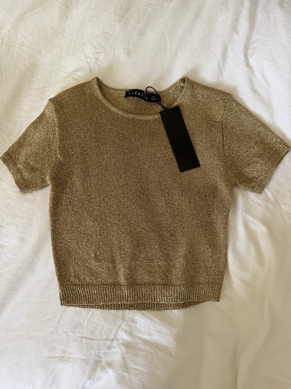 Lioness Gold Metallic Knit Top